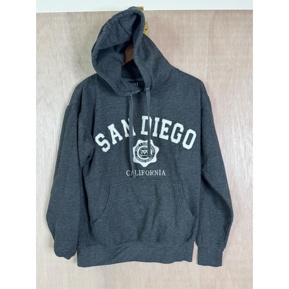 OBSI San Diego California Hoodie Charcoal Gray Collegiate Lettering Mens Medium